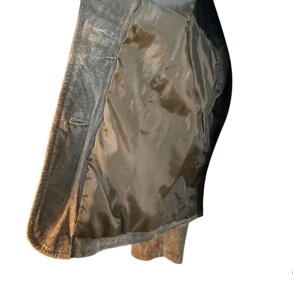 100% Suede Leather Blazer Jacket Chocolate Brown Petite L – Y2K Style Classic - Picture 9 of 11